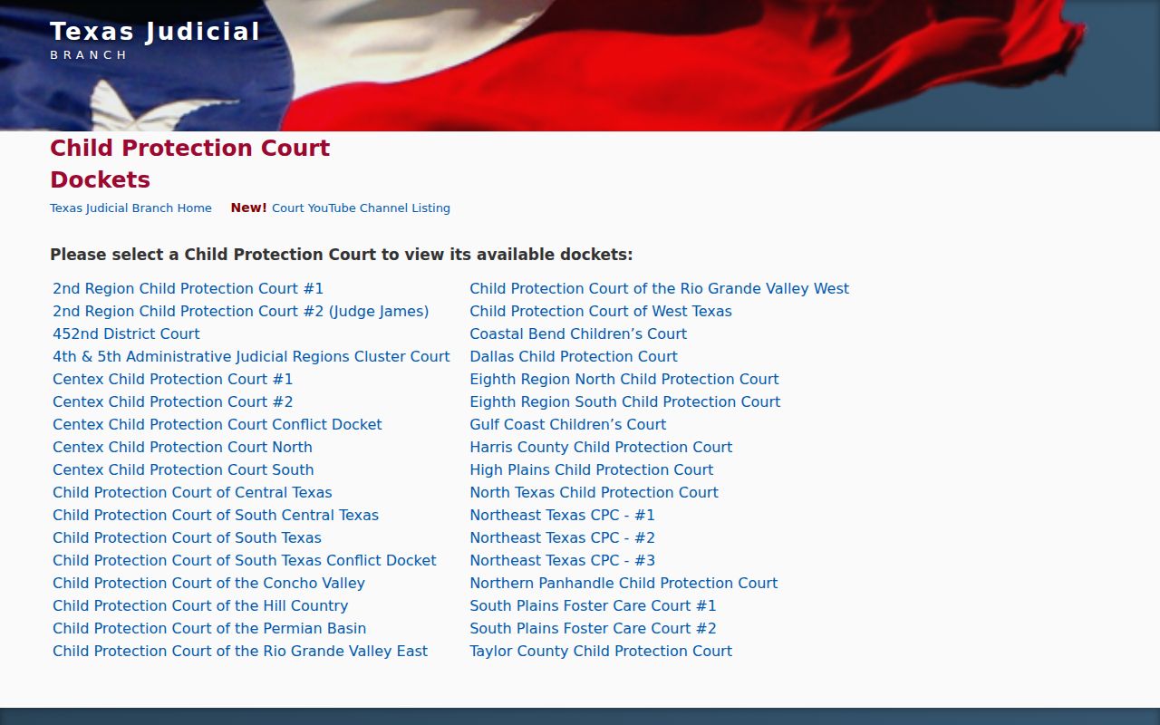 Kimble County court calendar required court selector