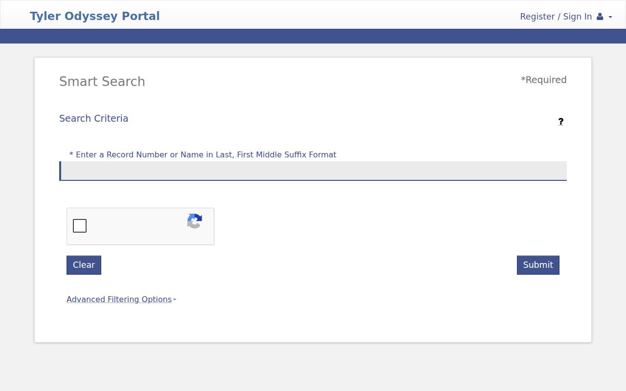 Kimble County case search Smart Search filters