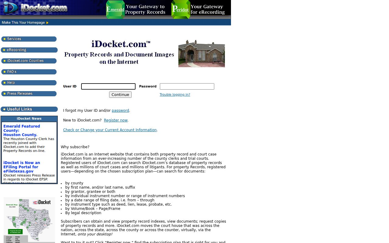 Kimble County court records and iDocket scope