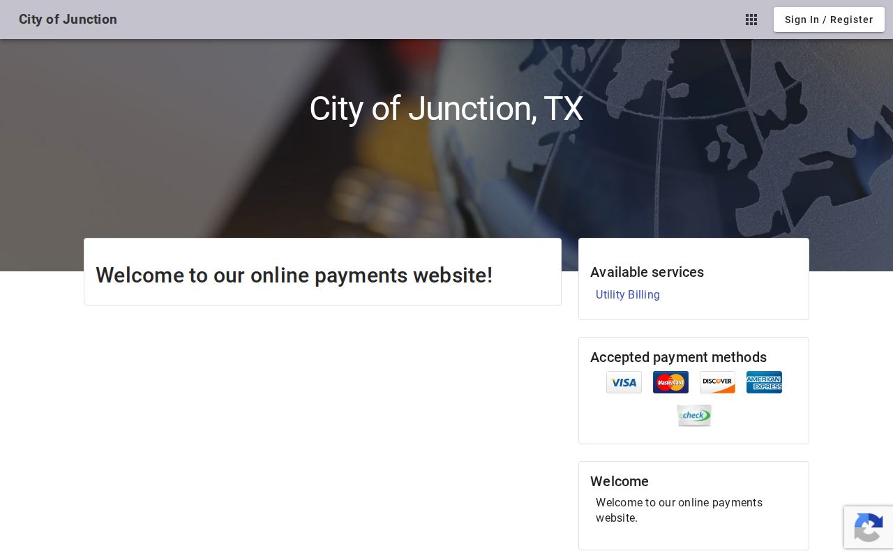 Junction online utility payment page without a court citation service